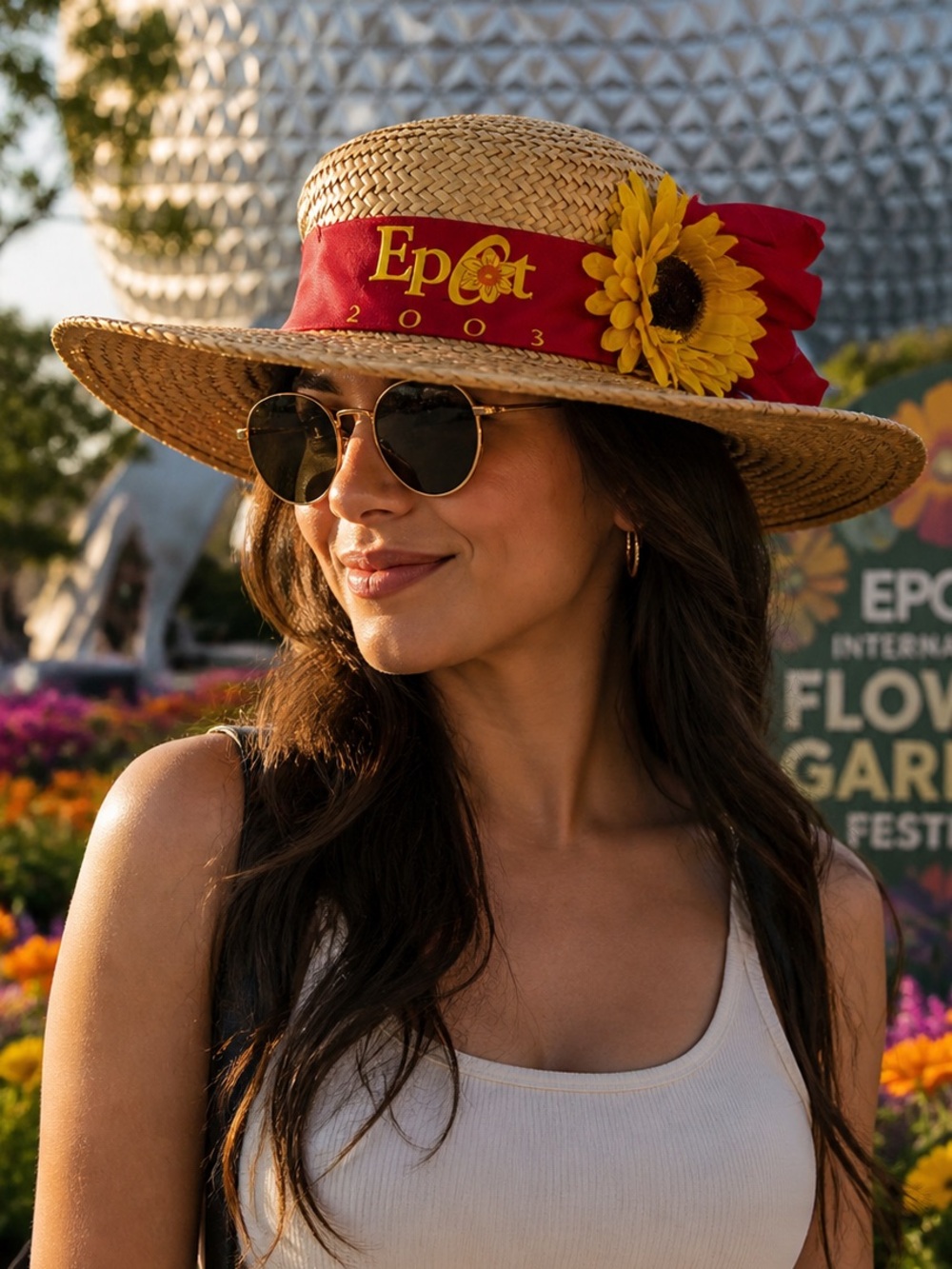 Disney Epcot Flower Garden Festival 2003 10th Anniversary Straw Hat Small